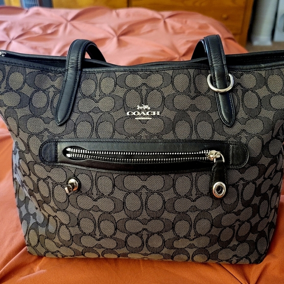 Grey/black Coach purse